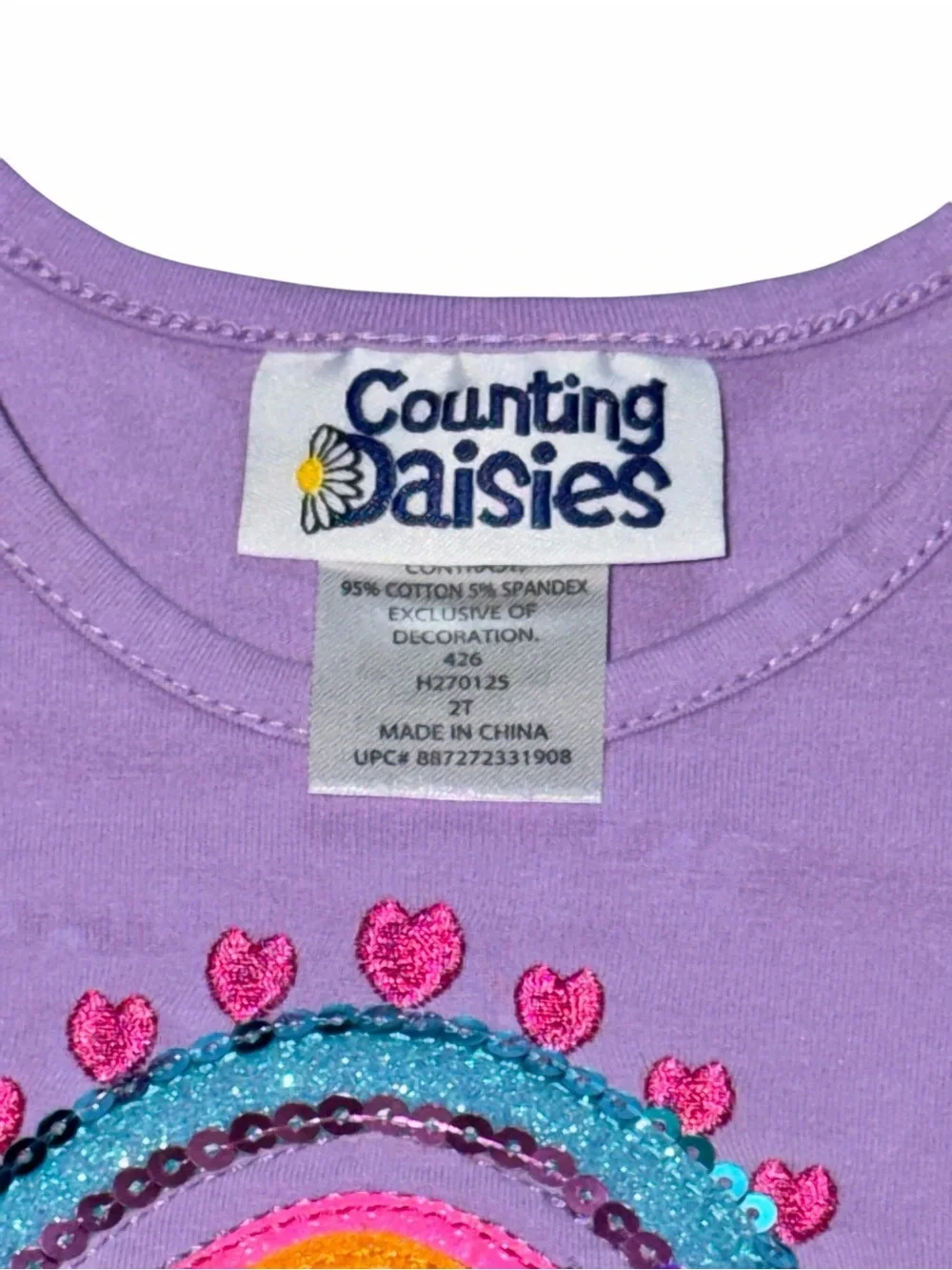 Counting Daisies Purple Rainbow Matching Outfit Set Ruffle Flare Pant Toddler 2T